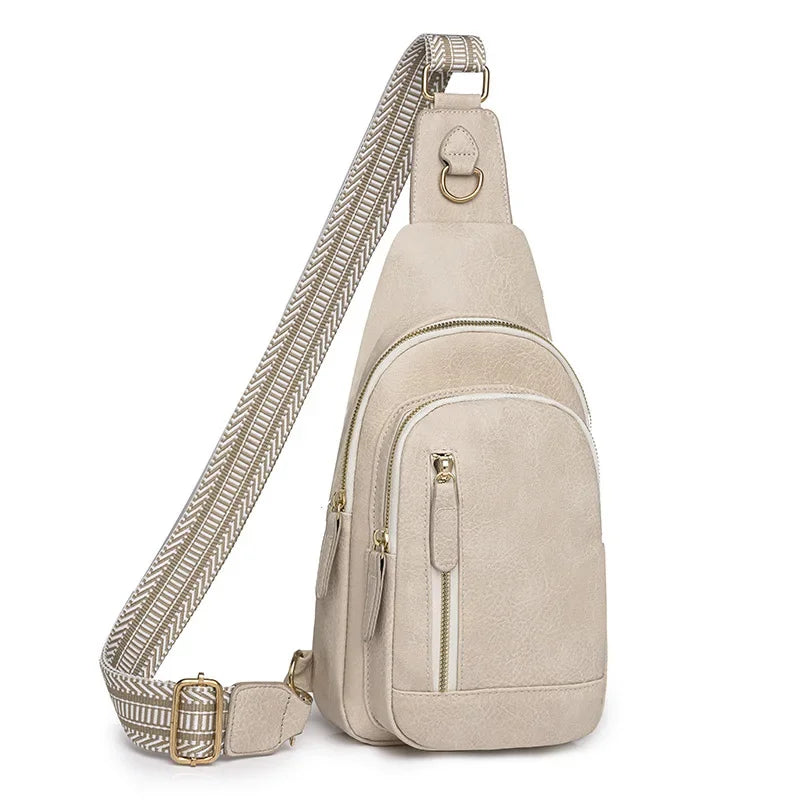 PU Leather Sling Crossbody Chest Bag