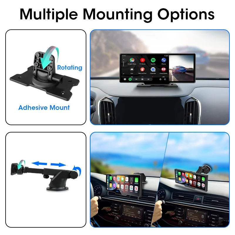 10.26" 4K Dash Cam And Rearview Mirror Car Video Player with Wireless CarPlay by Snagg A Car DVR