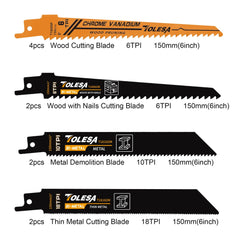 10PCS Reciprocating Saw Blades – Wood, PVC, Metal & Demolition Sawzall Blades