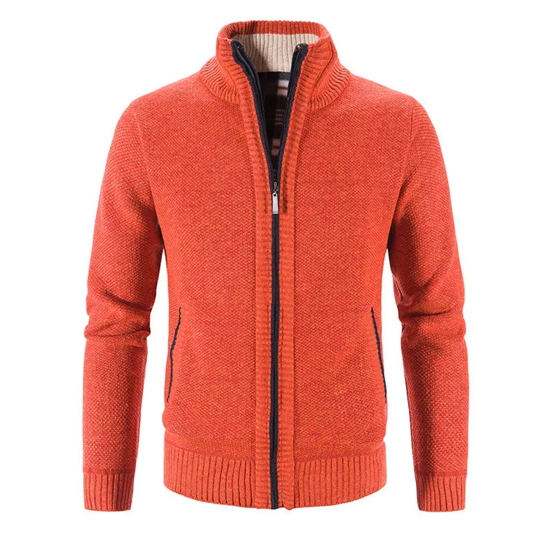 Men’s Single Breasted Knit Cardigan | Slim Fit Mandarin Collar Sweater Coat