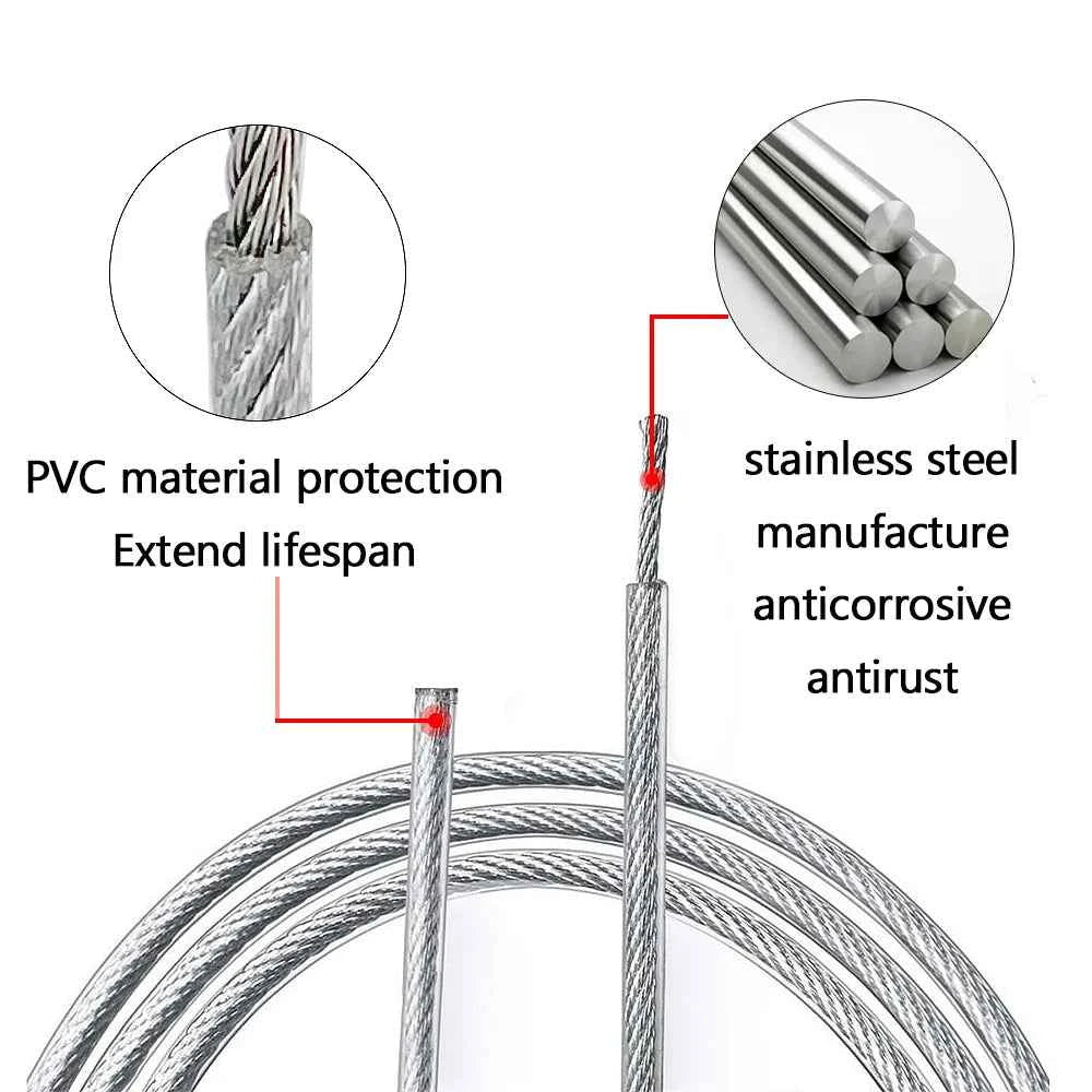 304 Stainless Steel Wire Rope | PVC Transparent Coated Cable 1–6mm for Clotheslines Guardrails 5–100M