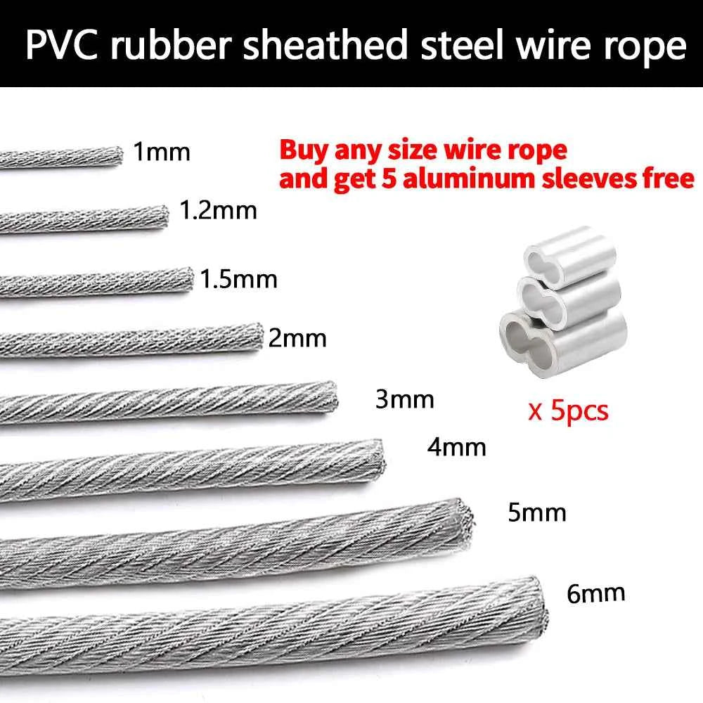 304 Stainless Steel Wire Rope | PVC Transparent Coated Cable 1–6mm for Clotheslines Guardrails 5–100M