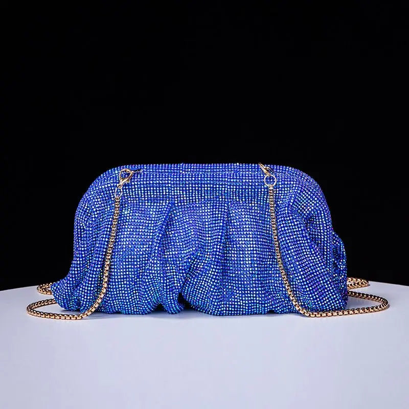 Shiny Rhinestone Crystal Fold Evening Clutch