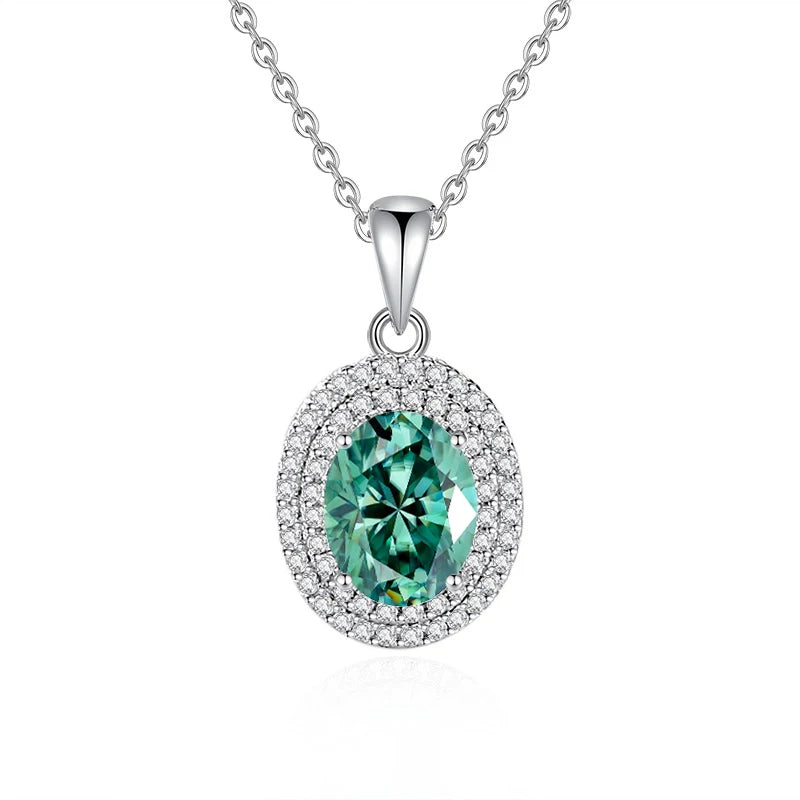 2ct Elliptical Moissanite Ring & Necklace Set