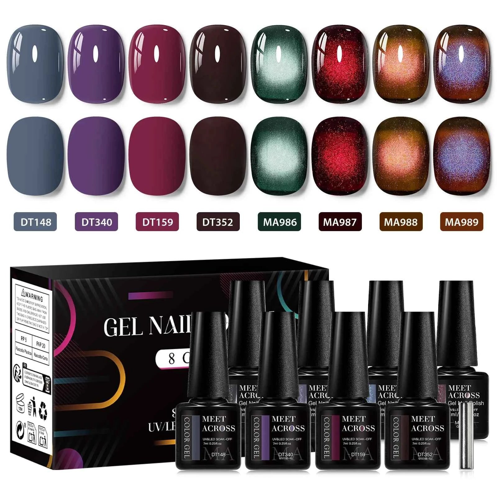 Professional 9 Piece Autumn Magnetic Purple Gel Collection – HEMA & TPO Free Reflective Nail Art System