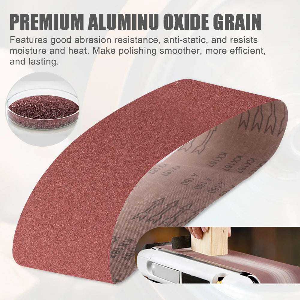 5pcs Sanding Belts 100×915mm | Belt Sander Polishing Paper Grit 40–400 Aluminium Oxide
