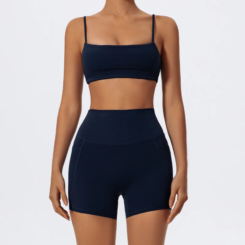 Women's Long Sleeve Workout Suit | Quick-Dry Gym Bra & Short Tracksuit Running Yoga Clothes Set