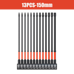 13 Pcs Impact Torx & Allen Wrench Drill Bit Set – T7 to T40 Hex-Shank S2 Steel Bits