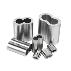 Aluminium Double Hole Cable Crimp Sleeves | Figure-8 Oval Clamps for 1–6mm Steel Wire Rope 20–100pcs