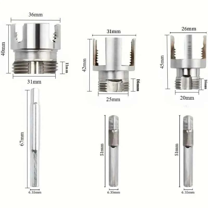 3 Pcs Heavy Duty Pipe Threading Tool Kit | Internal & External Threads for 1/2", 3/4" & 1" Pipes