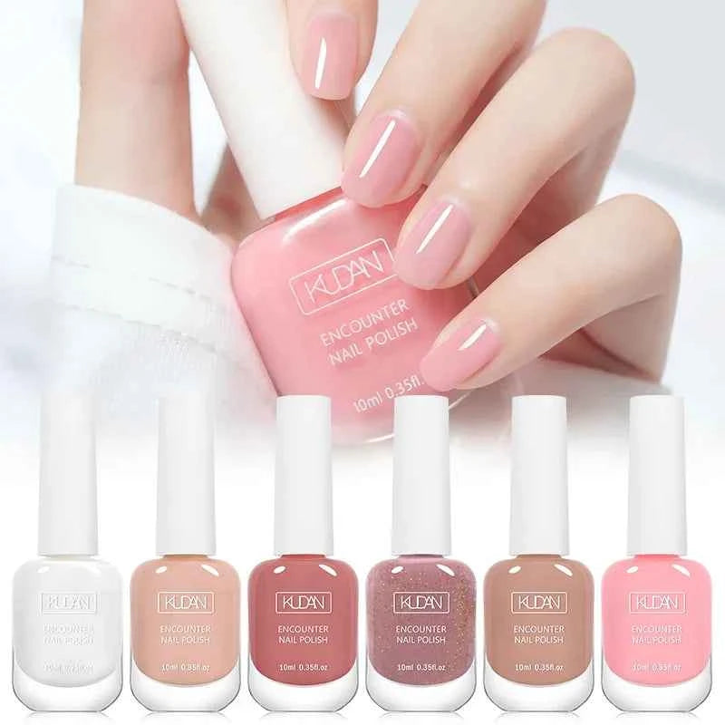 Essential 6 Piece Water-Based Nail Polish Collection – 10ml Nude, Red & Pink Peel Off Air Dry Kit