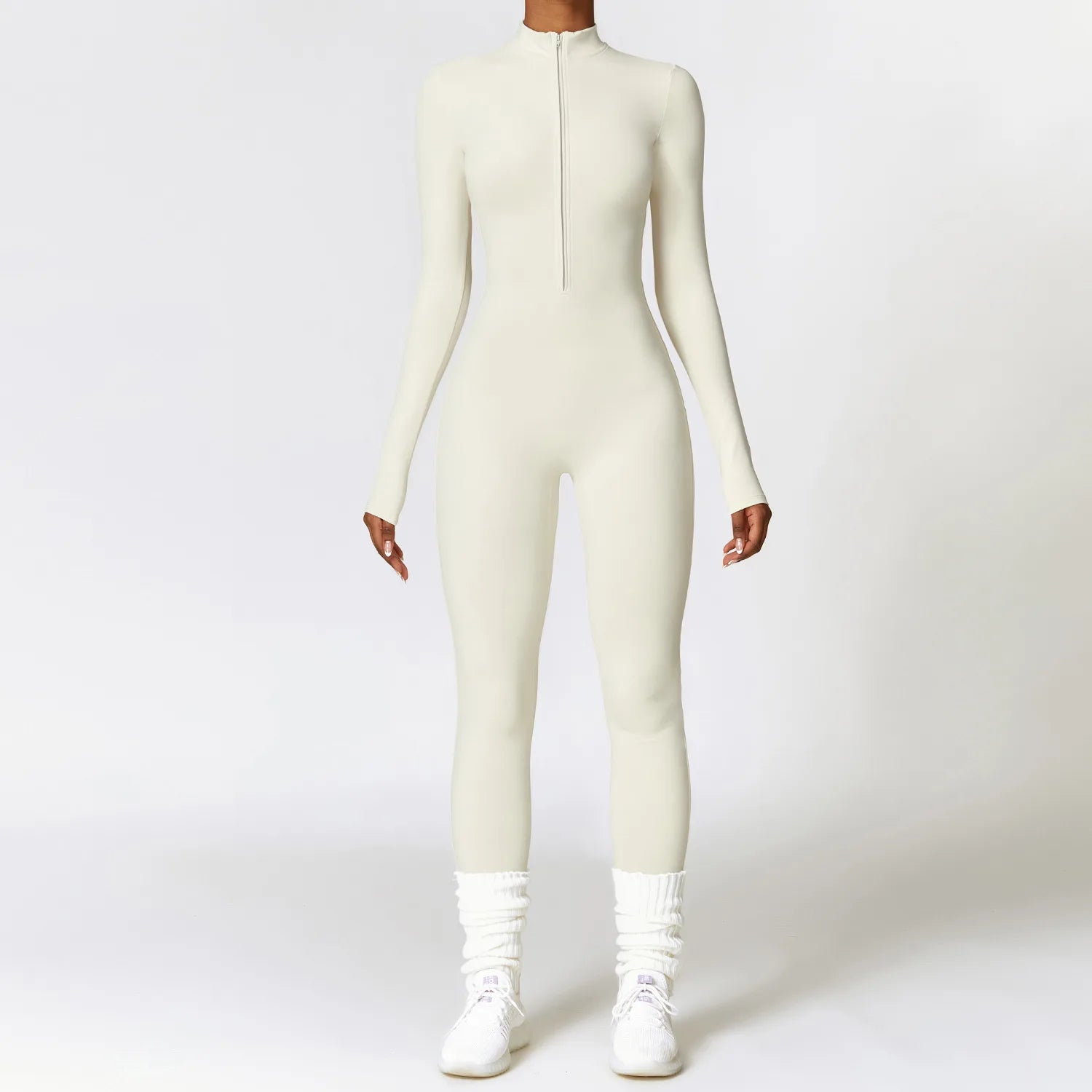 Women's Long Sleeve Zipper Yoga Romper | One-Piece Gym Jumpsuit High-Intensity Fitness Skin-Tight
