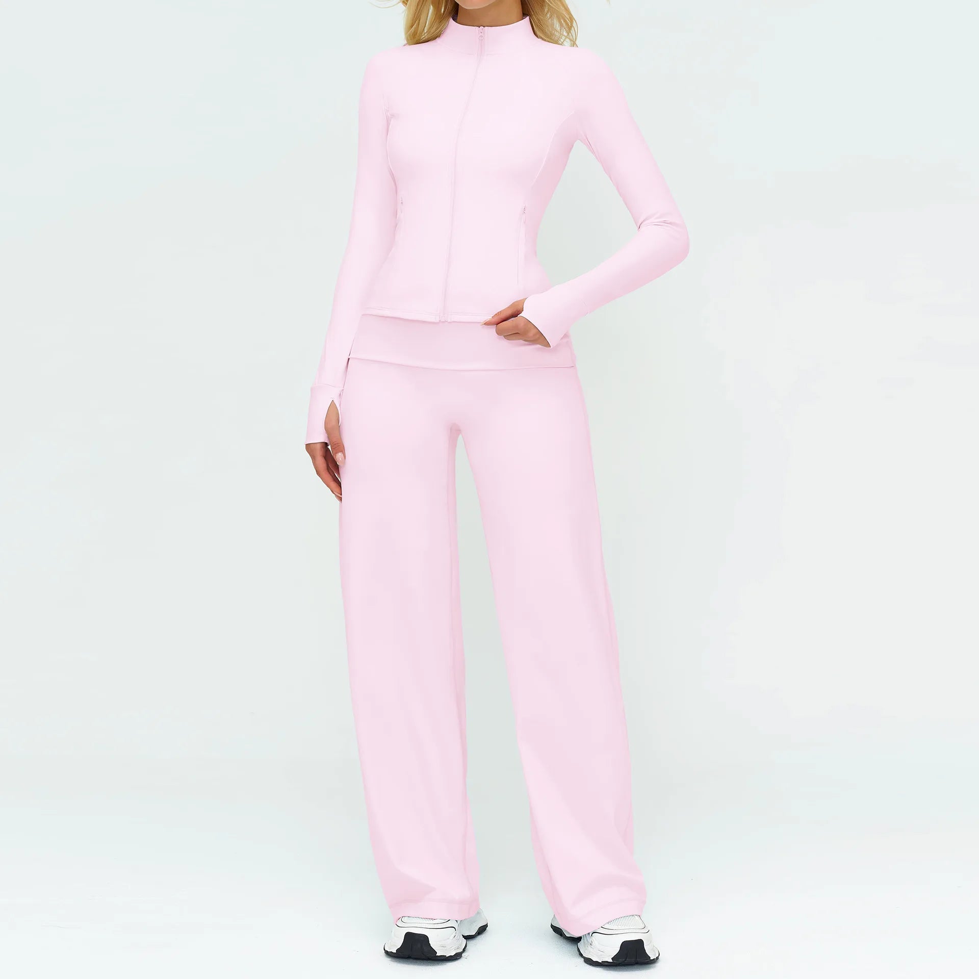 Women's 2/3-Piece Long Sleeve Yoga Set | High Waist Leggings Sports Bra Tracksuit Gym Activewear