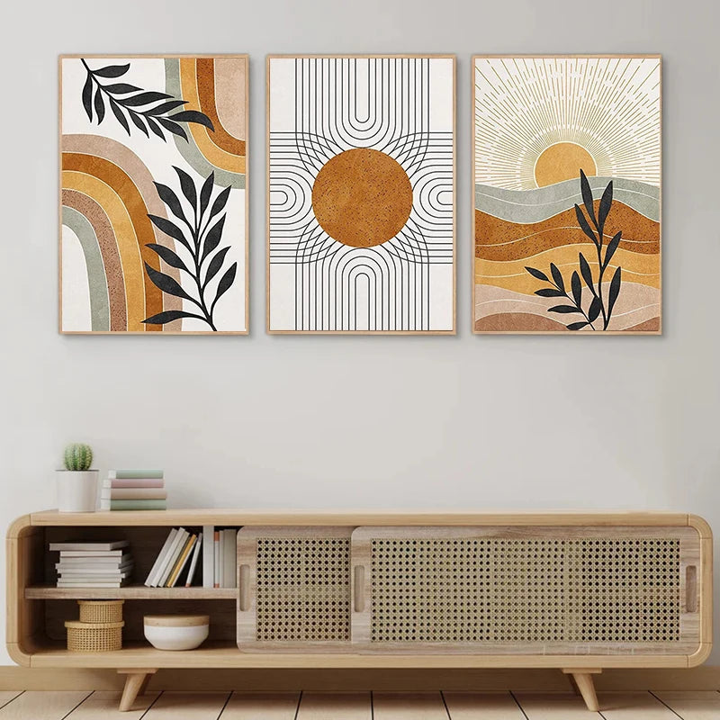 Geometric Sun & Desert Plants Wall Art – Set of 3 by SnaggIt