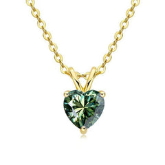 2ct Green Moissanite Heart Necklace