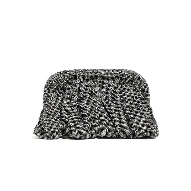 Shiny Rhinestone Crystal Fold Evening Clutch