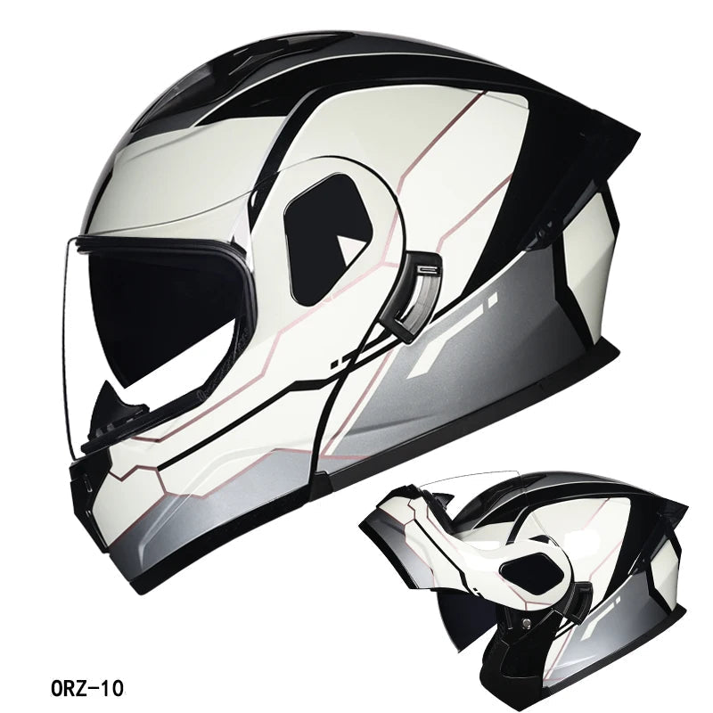 Dual Lens Flip-Up Full Face Motorcycle Helmet by Snagg A Motorcycle Helmet