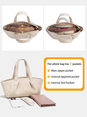 Ruched Genuine Leather Small Satchel