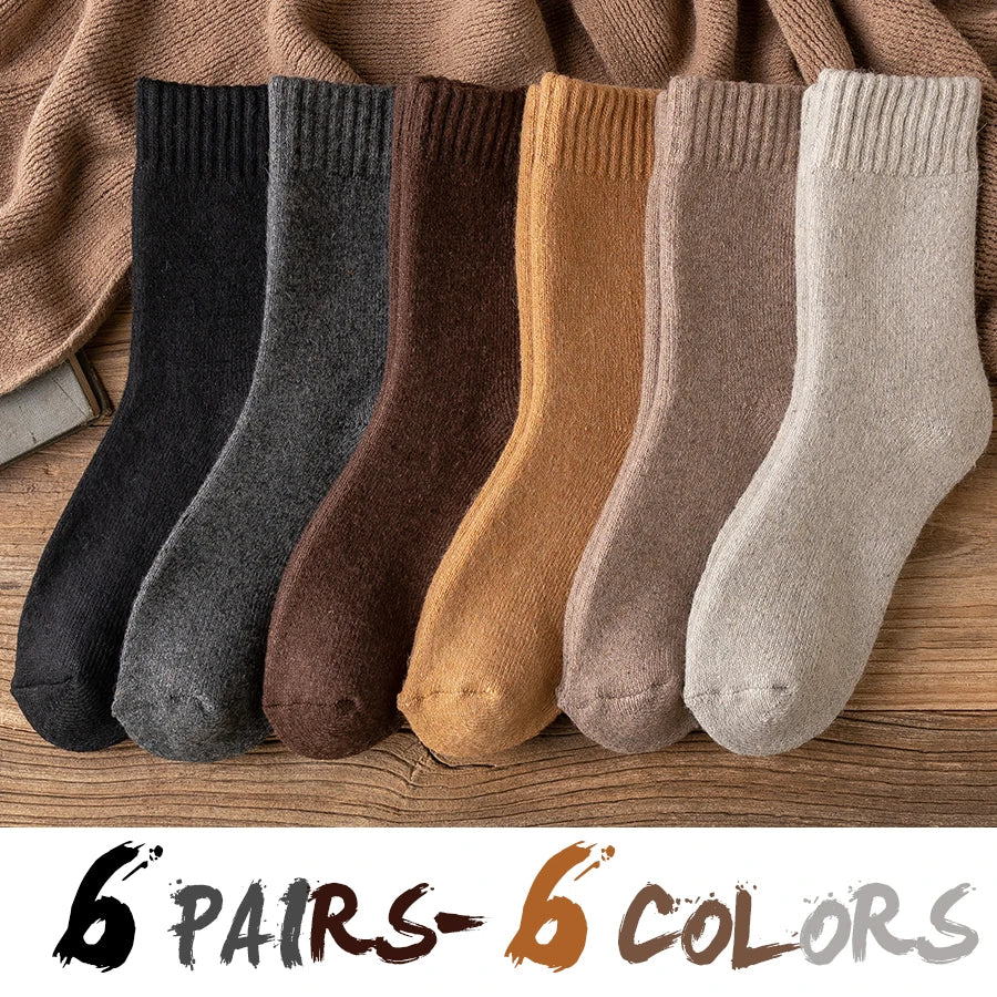 Men’s Vintage Wool Knit Socks, Thick Winter Cashmere Blend