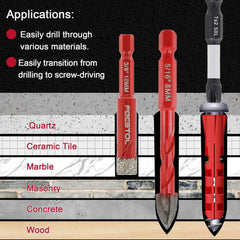 Quick-Connect Dry Drill Core Bit Set | Economy Phillips Spiral Carbide Bit for Tile Marble Granite