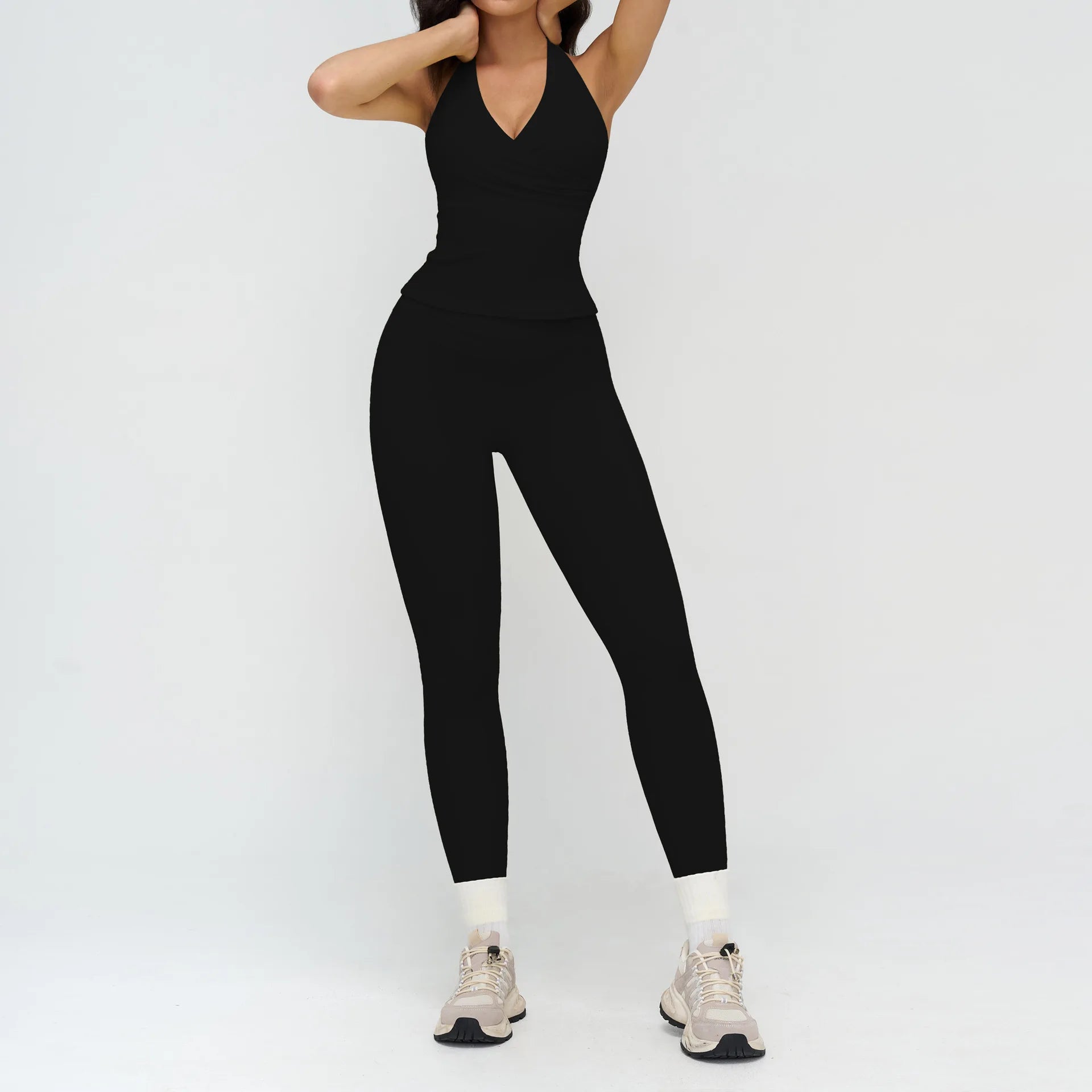 Women's 2-Piece Yoga Tracksuit | High Waist Leggings & Sports Bra Athletic Gym Fitness Workout Set