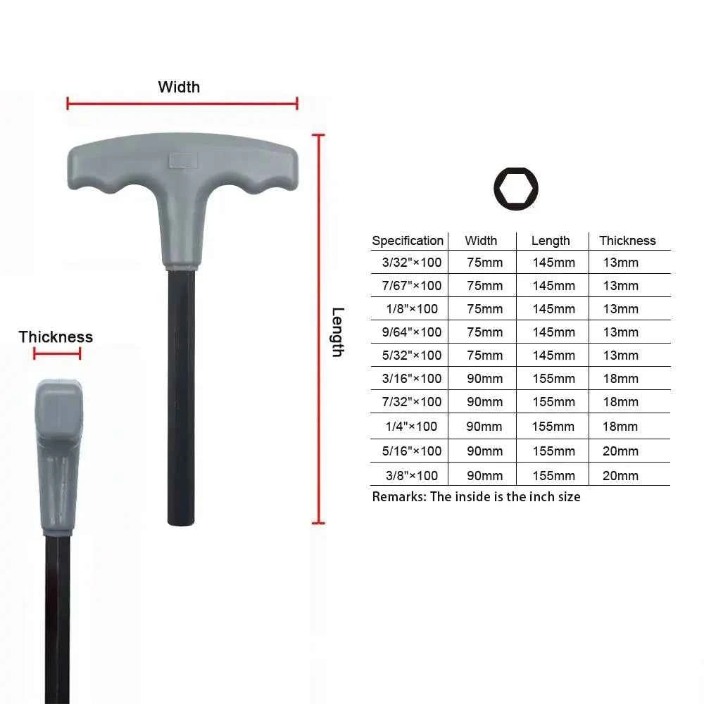 10 Pcs Professional T-Handle Hex Key Set | Metric or SAE Master Allen Wrench Kit with Wall-Mount Storage Stand
