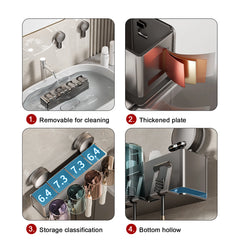 Suction Cup Toothbrush Holder with Mouthwash Cups & Shelf by Snagg A Toothbrush Holder