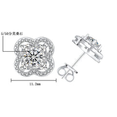 0.5CT Teal Moissanite Four-Leaf Stud Earrings