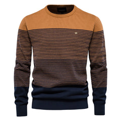 Men’s Spliced Cotton-Lycra Pullover | Premium O-Neck Winter Knitted Sweater