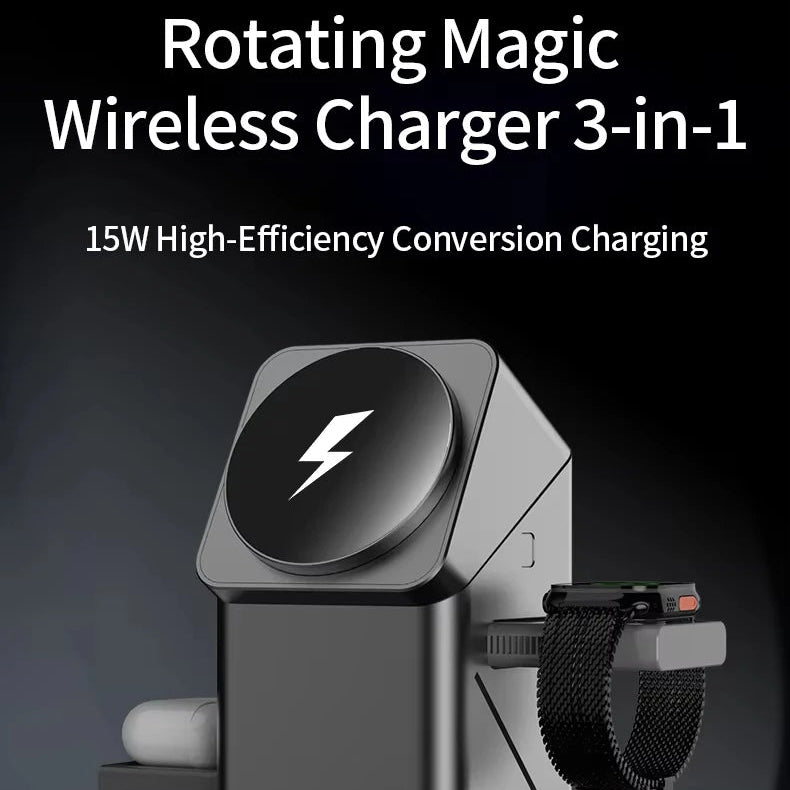 3 in 1 Wireless Charger Rotating Magnetic for Apple by Snagg A Charging Station