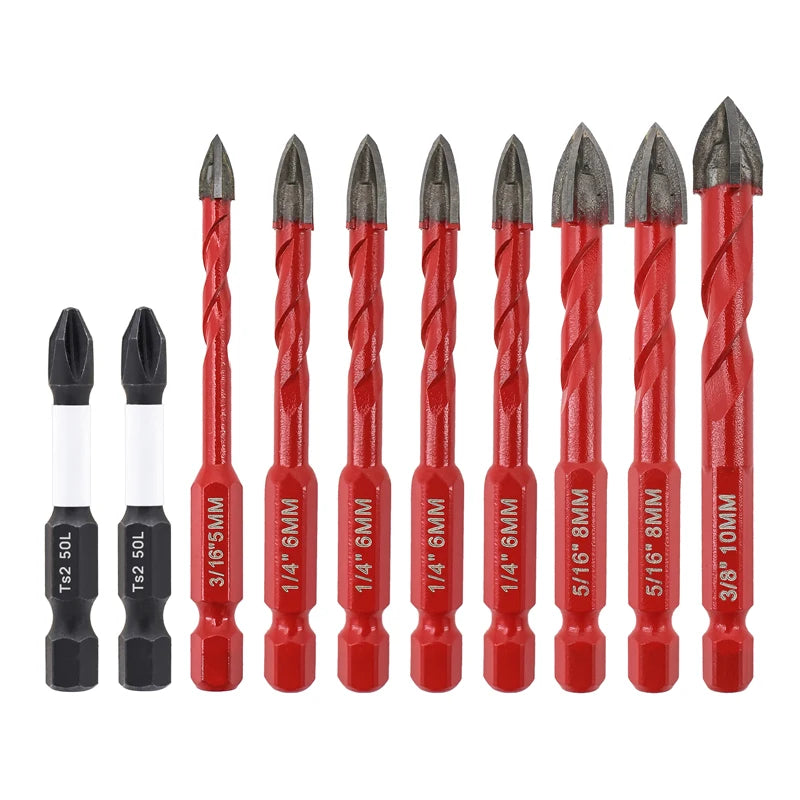 Quick-Connect Dry Drill Core Bit Set | Economy Phillips Spiral Carbide Bit for Tile Marble Granite