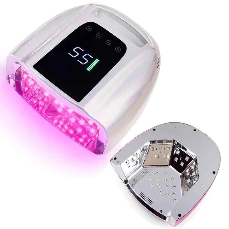 96W Cordless Mirror-Reflective UV/LED Nail Station – Wireless High Performance Rechargeable Dryer
