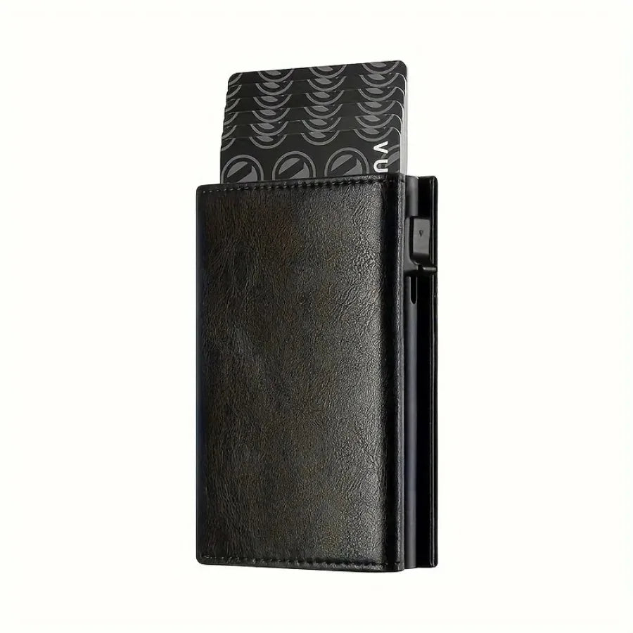 RFID Blocking Pop-Up Metal Card Holder Wallet with Zipper Coin Purse