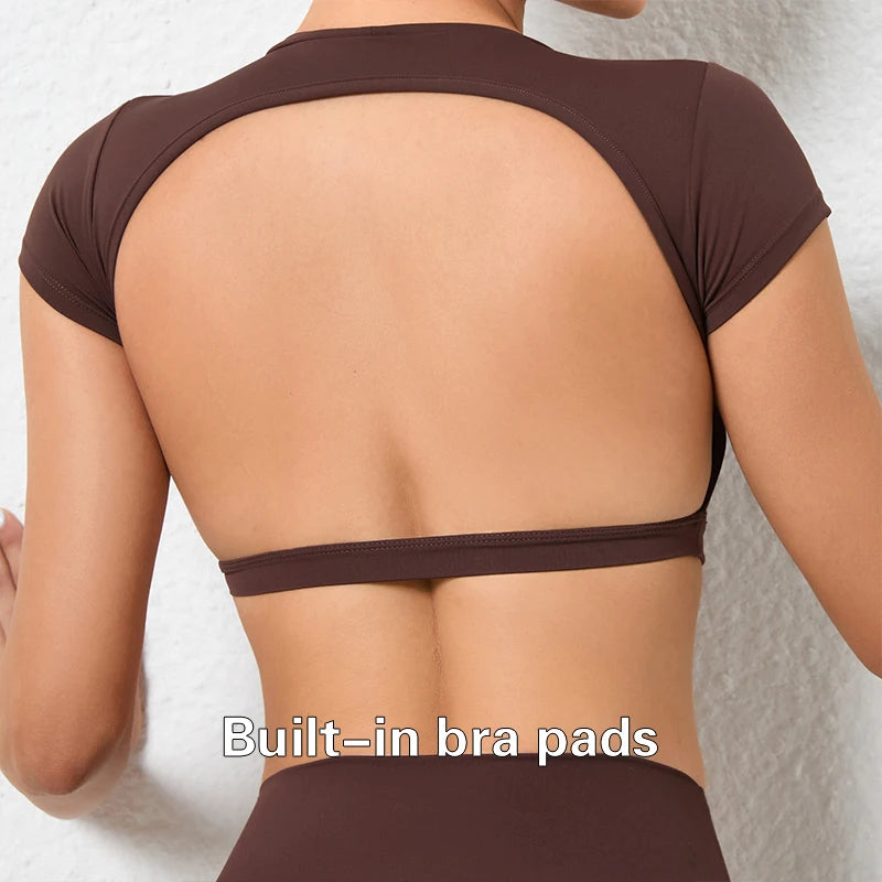 Women's Backless Sports Crop Top | Breathable Workout Yoga Gym Fitness Sportswear Summer