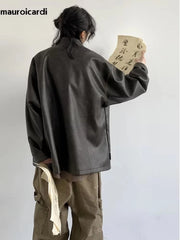 Oversized Vintage Distressed PU Leather Jacket by Snagg A Jacket