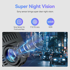 4K Ultra HD Dual Dash Cam | Sony 8MP Night Vision & Buffered Parking