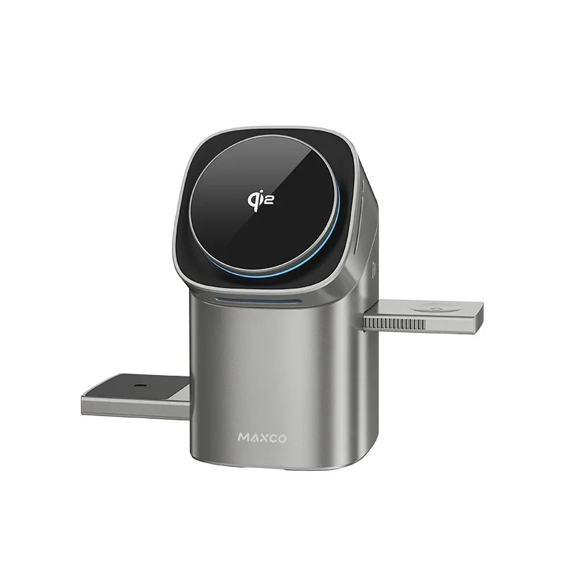 Qi2 Auto-rotate Touch Magnetic 3 in 1 Wireless Charger for IPhone Phones, Watch & AirPods by Snagg A Charging Station