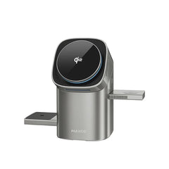 Qi2 Auto-rotate Touch Magnetic 3 in 1 Wireless Charger for IPhone Phones, Watch & AirPods by Snagg A Charging Station