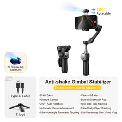 Handheld Anti-shake Gimbal Stabilizer Travel Extended Selfie Stick by Snagg A Tripod