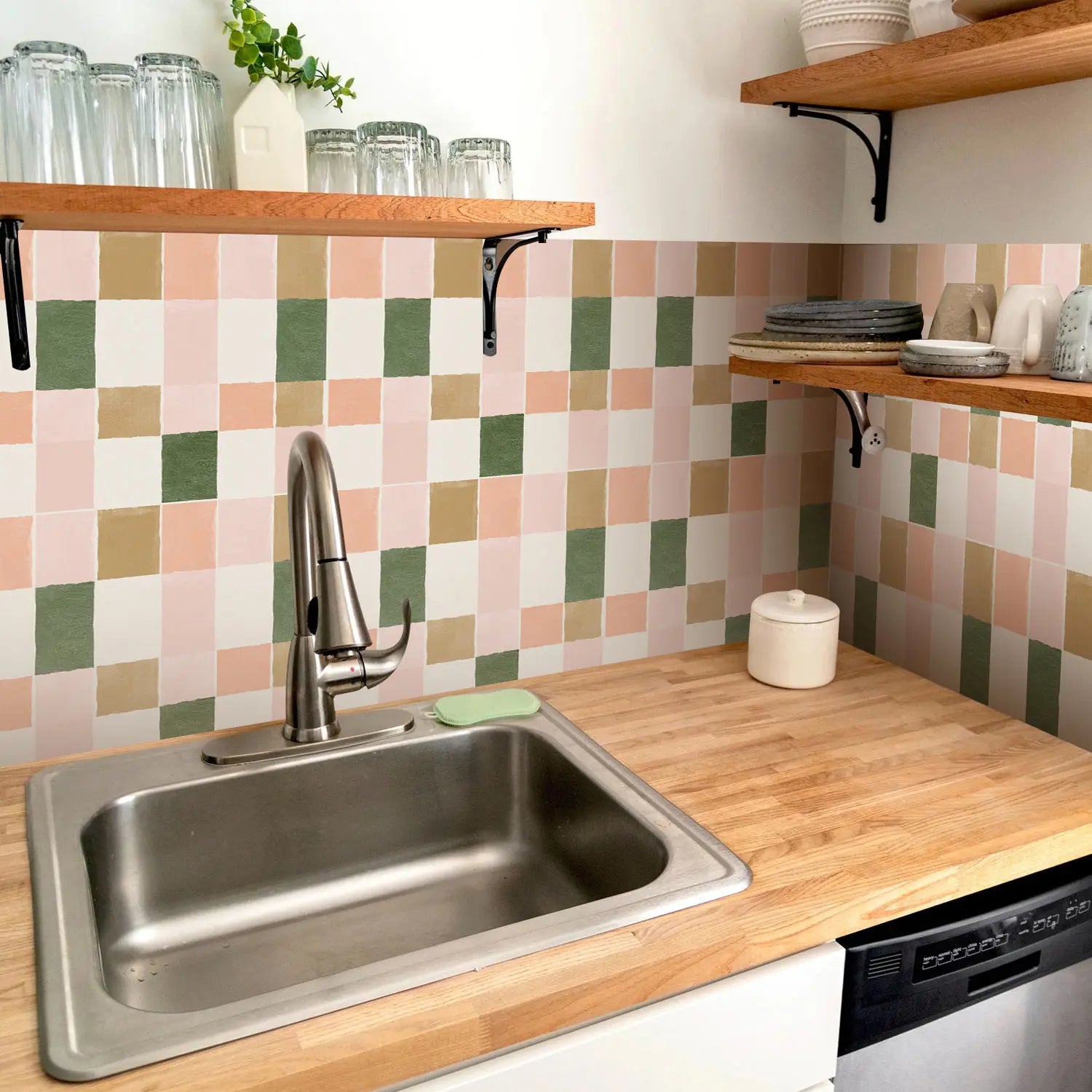 Retro Pink & Green Vinyl Tile Stickers by Snagg A Vinyl Sticker