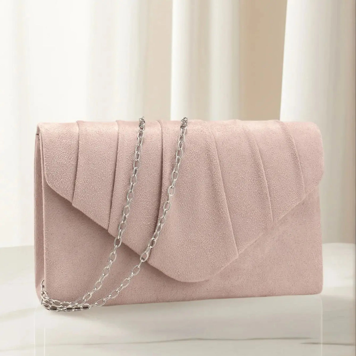 Silver Envelope Velvet Clutch