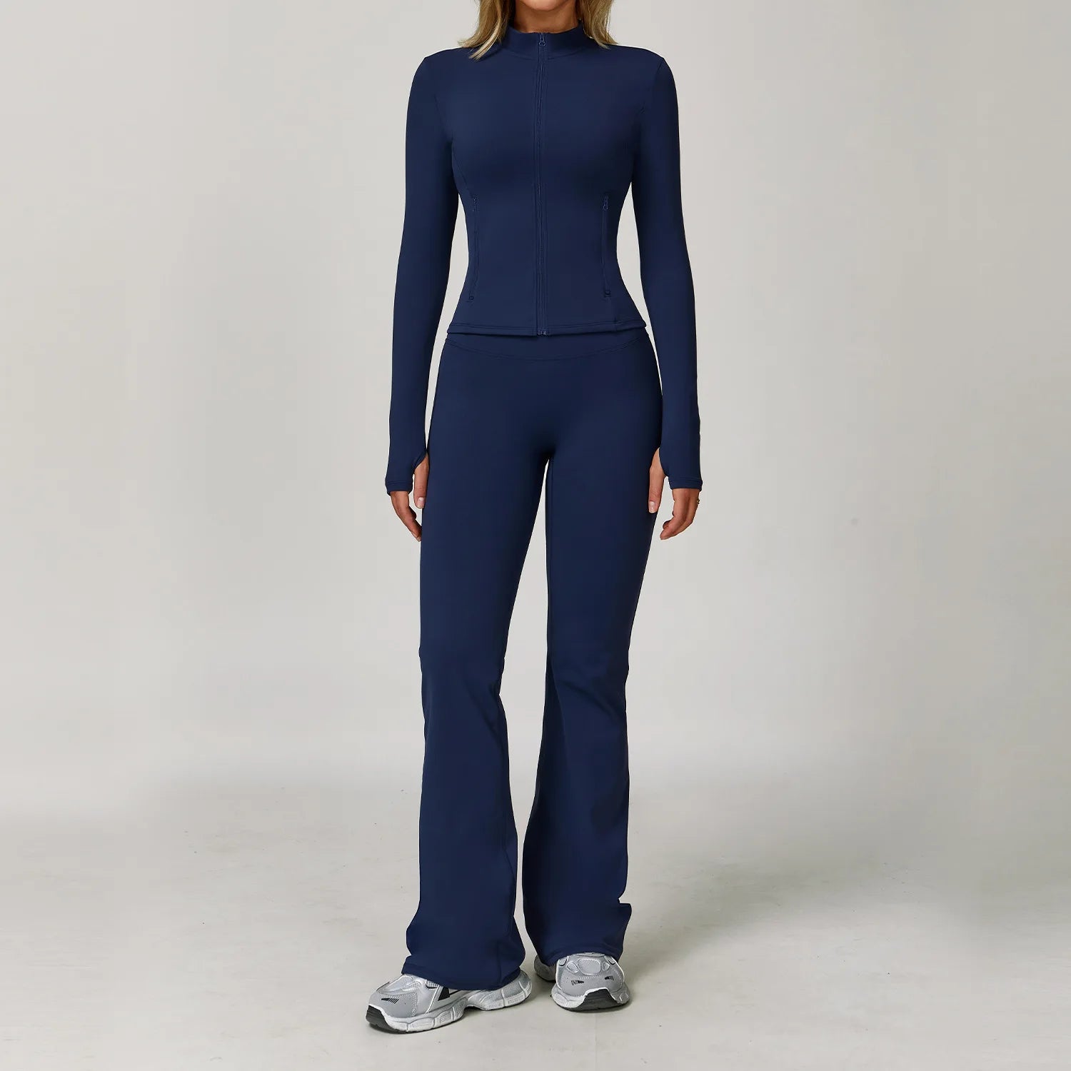 Women's 2/3-Piece Long Sleeve Yoga Suit | Sports Bra Running Workout Gym Tracksuit Athletic Wear