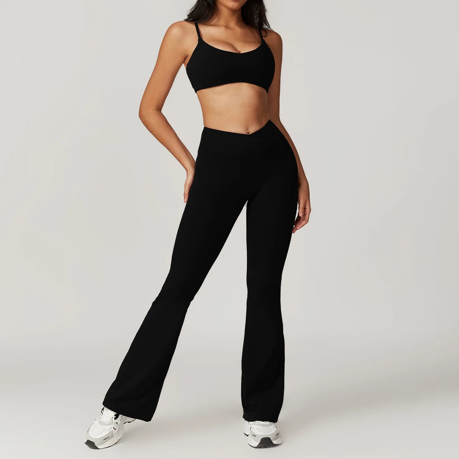 Women's 2-Piece Short Sleeve Yoga Set | Crop Top & High Waist Leggings Gym Workout Sportswear