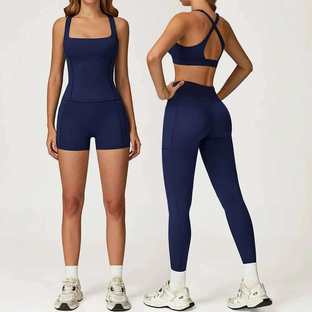 Women's 2-Piece Yoga Tracksuit | Push-Up Bra & High Waist Leggings Gym Fitness Sportswear