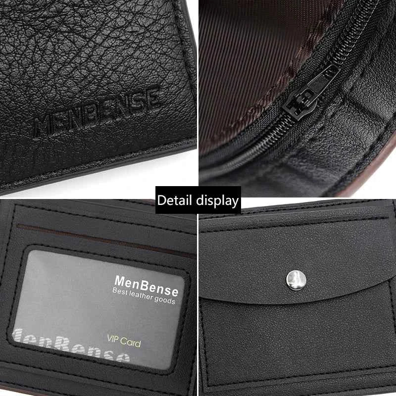 Slim PU Leather Short Wallet with Card, Photo & Coin Pockets