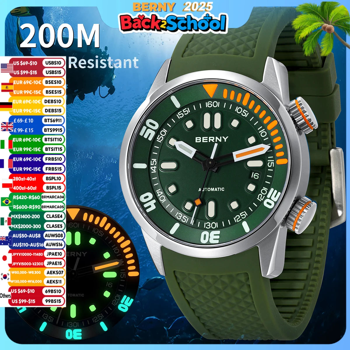 BERNY 20BAR Diver Men’s Automatic Watch