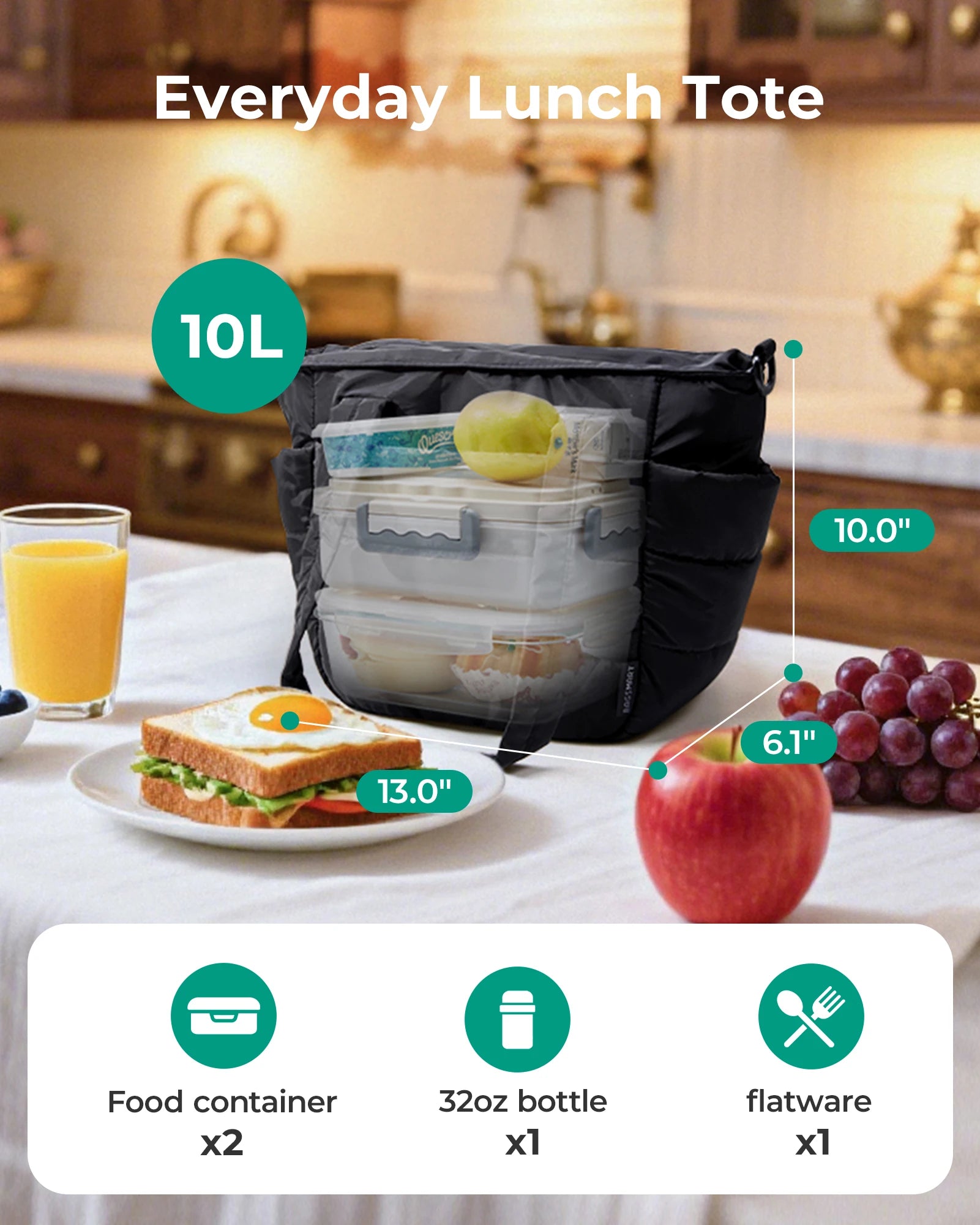 Large Capacity Thermal Lunch Bag – Portable Insulated Cooler Bag for School, Work & Picnic
