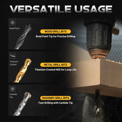 105 Pcs Professional Master Drill & Driver Set | HSS, S2 Steel & Masonry Multi-Material Kit