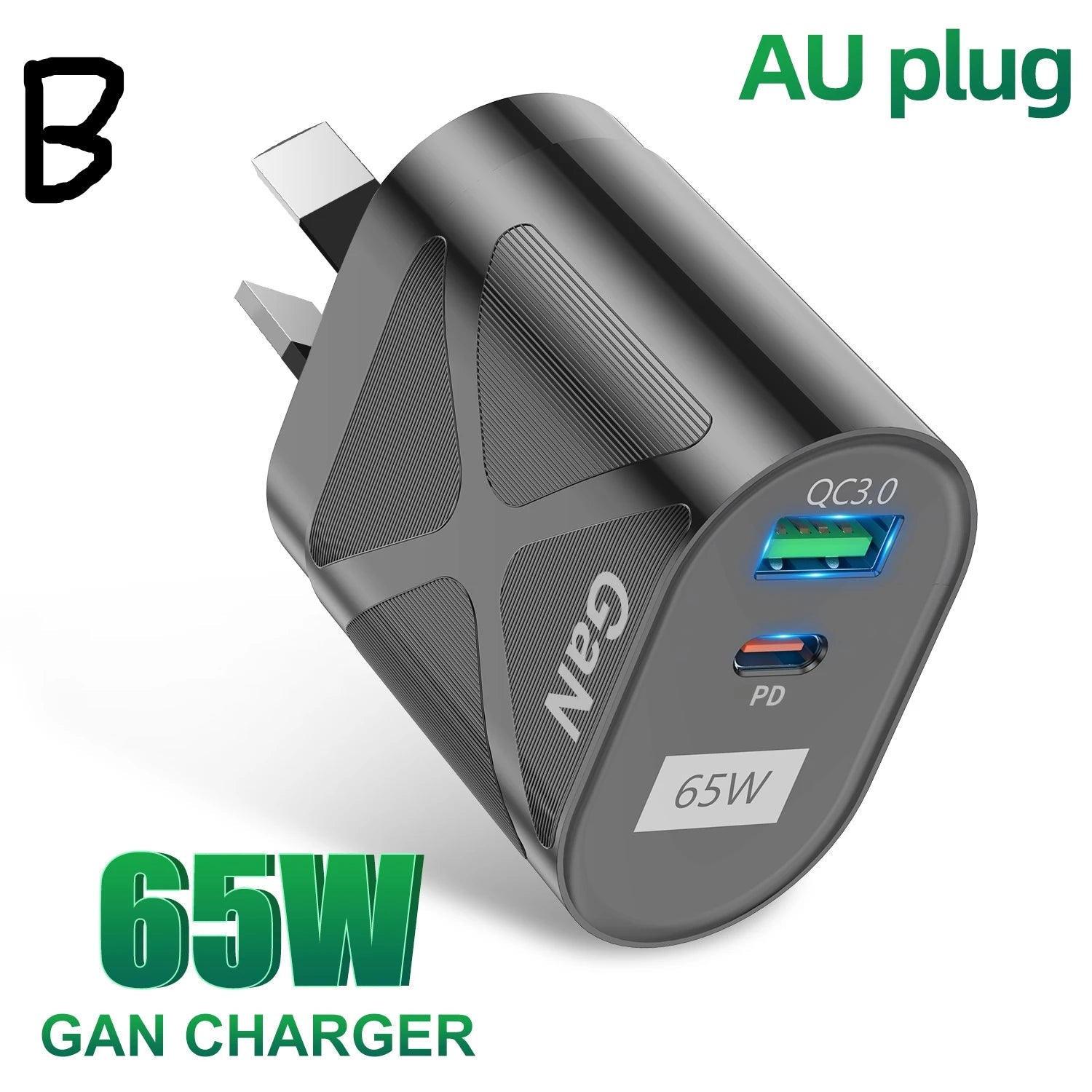 AU Plug 65W GaN Charger by Snagg An Adapter
