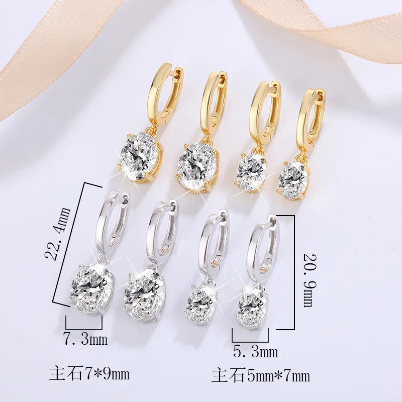 Oval Moissanite Drop Earrings